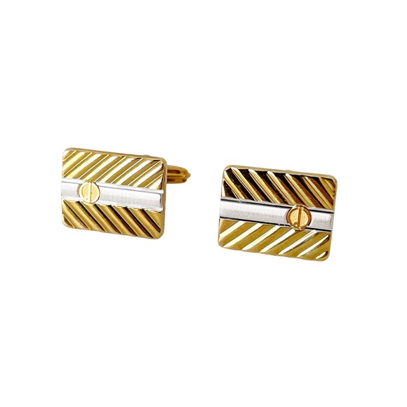 Dunhill two tone striped logo vintage cufflinks - Picture 1 of 8